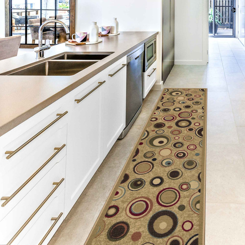 Machine Washable Non-Slip Rubberback Dot Area Rug For Living Room, Hallway, Runner 1'10" x 7'3"