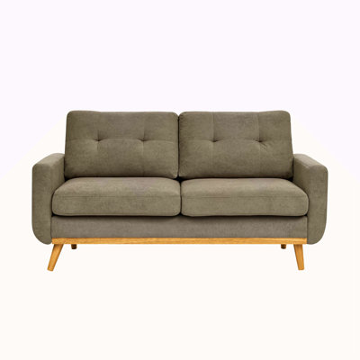 67.7" Wide Mid-Century Modern Upholstered Tufted Loveseat Sofa With Wooden Legs