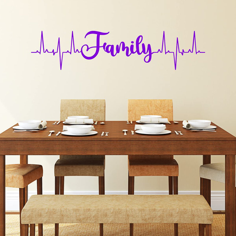 Décalcomanie murale Family Heartbeat Line, H 5 po x l 20 po, Mauve