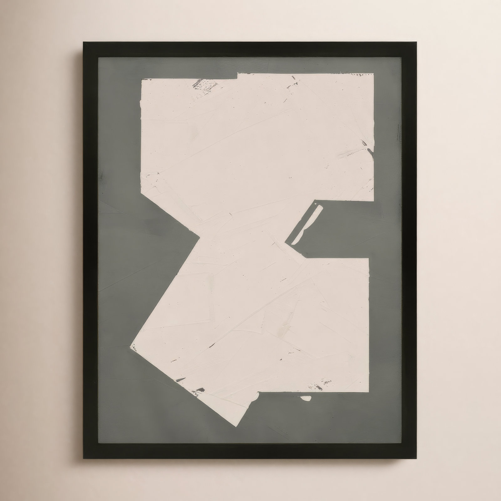 Equipoise In Greige III by Ivo Stoyanov, 16" W x 20" H, Black