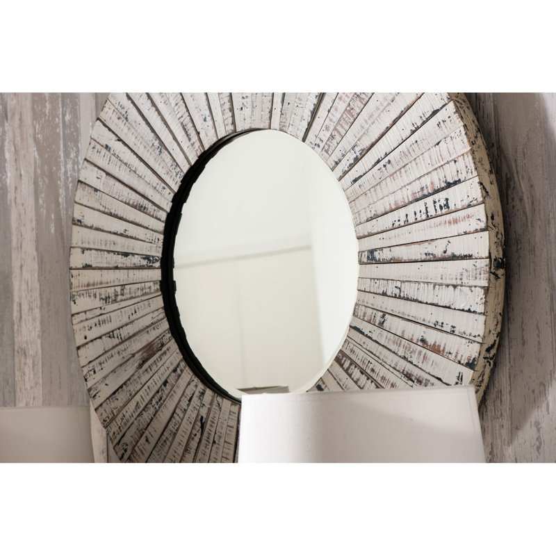 Reigate Solid Wood Flat Wall Mirror, White Wash