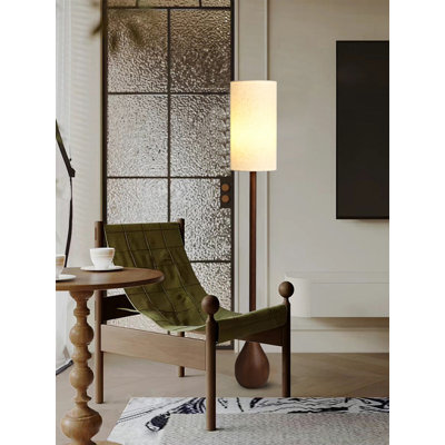 Lampe sur pied en bois massif et tissu de style français rétro