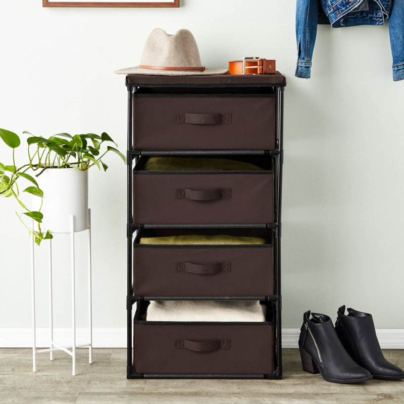 Commode à 4 niveaux pour chambre à coucher, Marron foncé