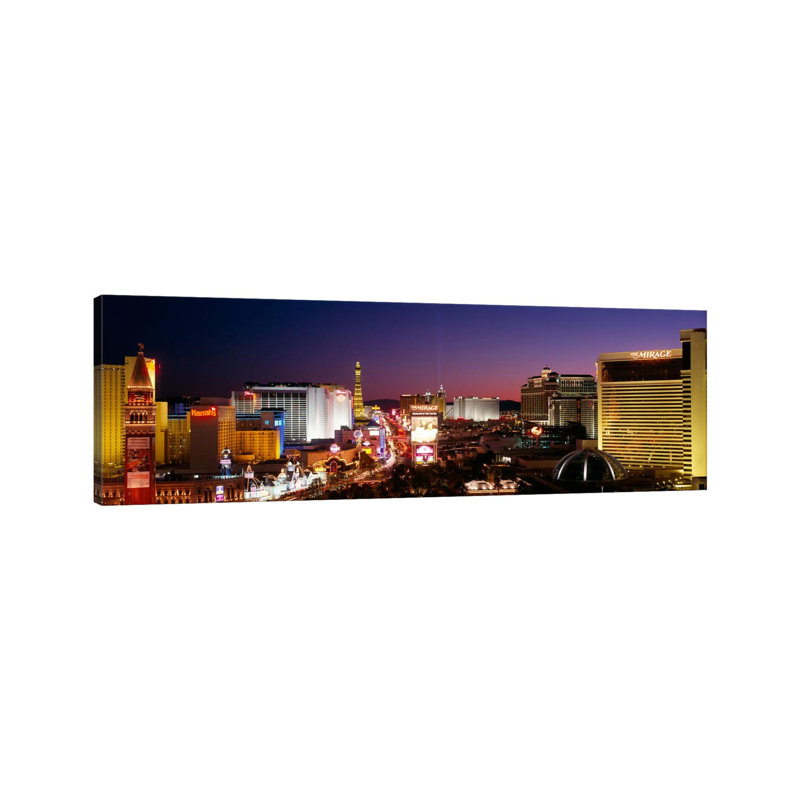 Buildings Lit Up At Night, Las Vegas, Nevada, USA #2 - Wrapped Canvas Panoramic Print, 121.92 cm H x 40.64 cm W x 1.91 cm D