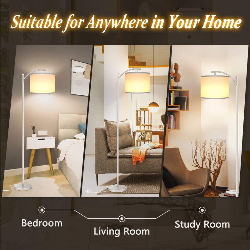 Floor Lamp For Living Room With 3 Color Temperatures LED Bulb, Standing Lamp Tall Industrial Floor Lamp Reading For Bedroom, Office (9W LED Bulb, Lampshade Included)