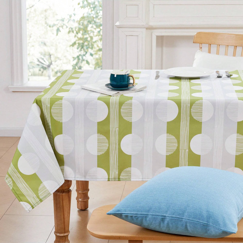 Round Patterned Tablecloth, 1 PCS, 54" x 102", Green