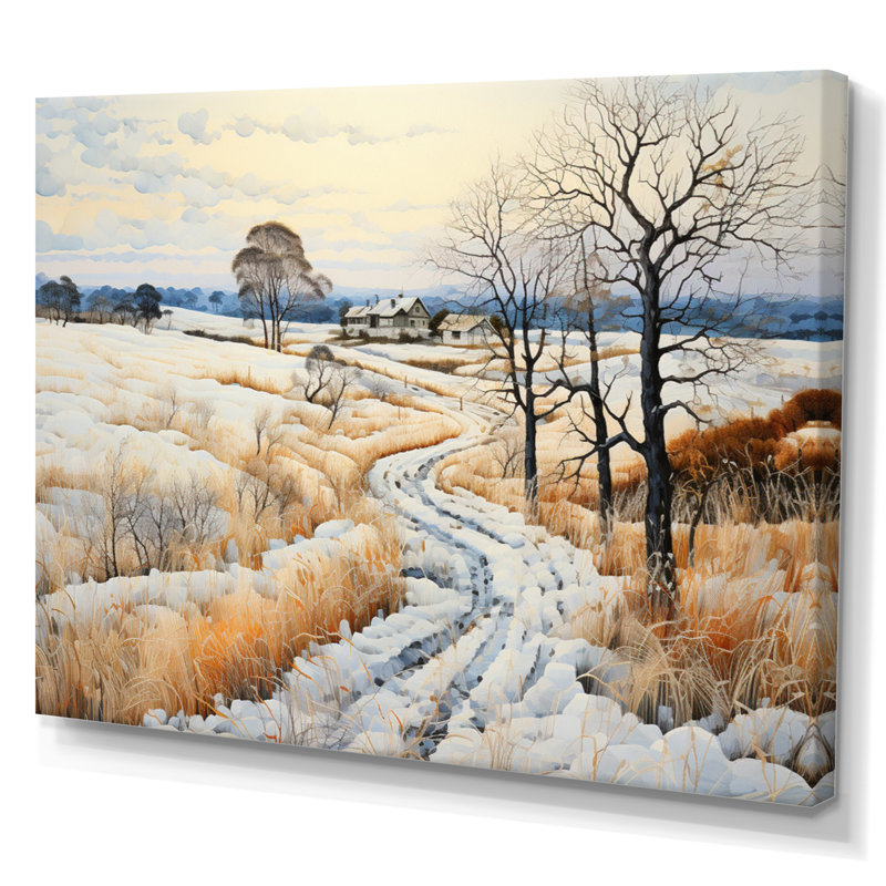 «Countryside Snowy Minimalisme Winter VI», reproduction sur toile, Rectangle de 5 pi x 8 pi, Toile tendue