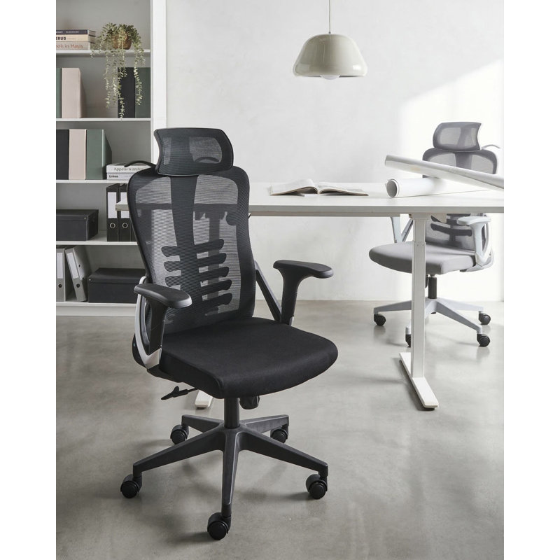 Brayden Studio Office Chair with Headrest, Black, Black