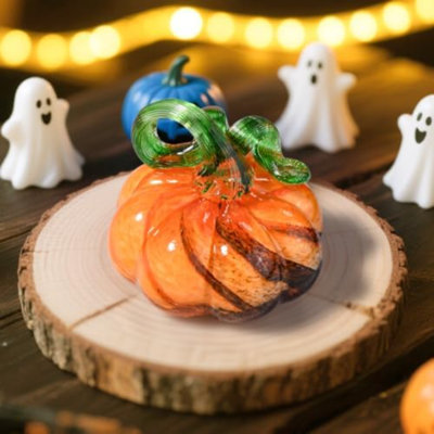 Grande figurine de citrouille en verre soufflé 3 po Halloween