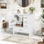 Meuble-lavabo compact avec lavabo en céramique, porte à fermeture en douceur et beaucoup de rangement - Design gris classique avec poignées dorées, assemblage facile-497849231