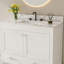 Ensemble de meuble-lavabo moderne 43 po avec plateau en fritté blanc Carrara, armoire de salle de bain multifonctionnelle avec portes et tiroir, structure solide et panneau de fibres à densité moyenne (trois trous de robinet)