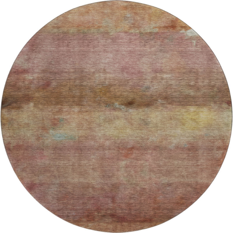 Premium Machine Washable Mayfield AMF2311 Stripes Rug, Terracotta, 8' Round