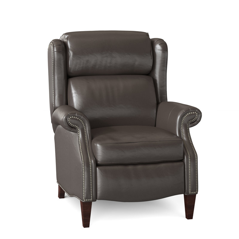 Miller Recliner, Aline Fumo Genuine Leather, Mahogany, Pewter