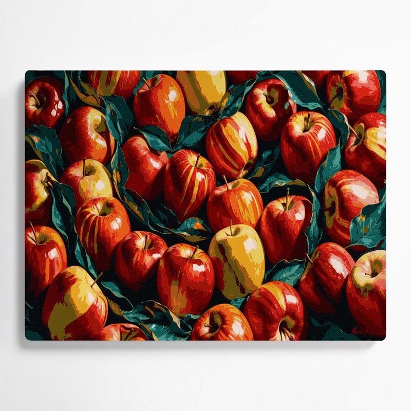 Art mural en métal noir Fruit Apple Gala, H 11 po x l 14 po