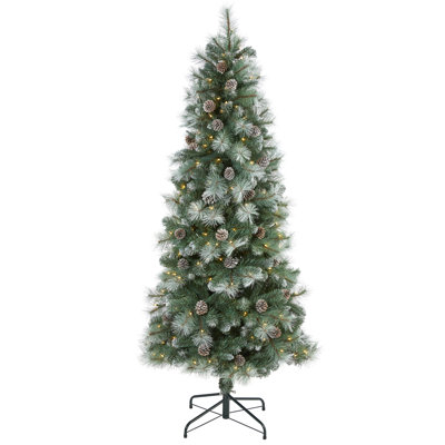 Arbre de Noël artificiel enneigé épinette avec lumières