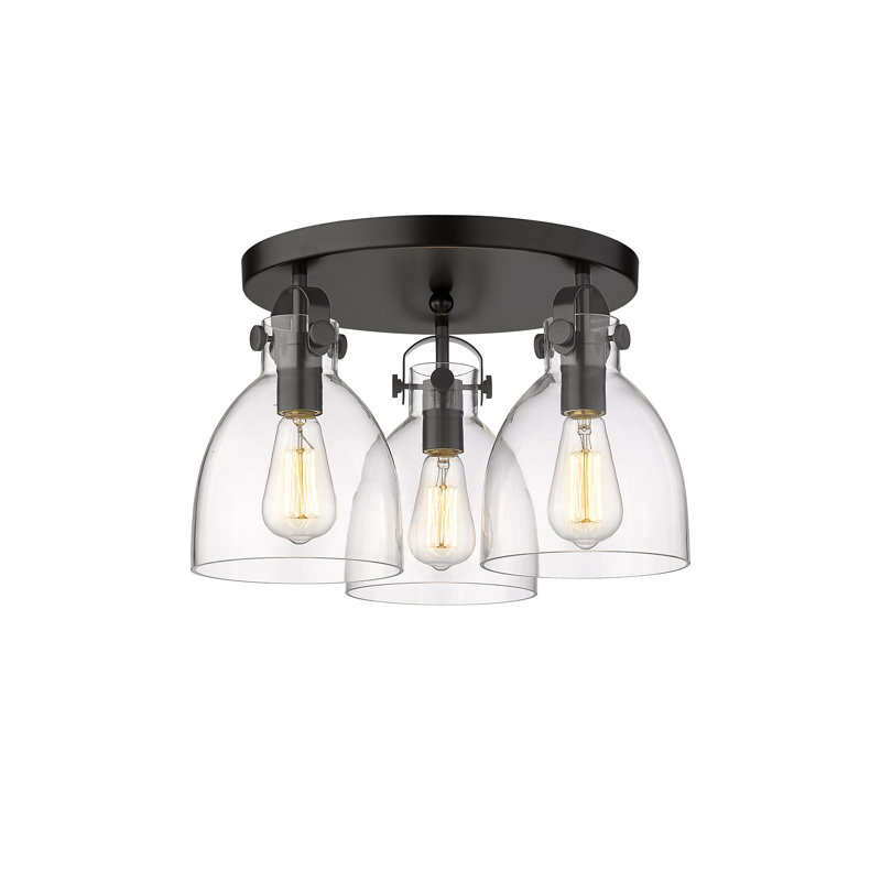 Plafonnier encastré 3 lumières Smeltertown, Transparent, Noir mat