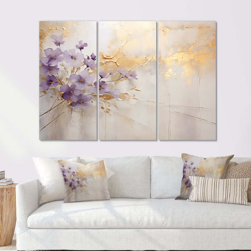 Geier - Ensemble d'art mural sur toile Violets, H 40 po x l 60 po x P 1 po, Toile tendue