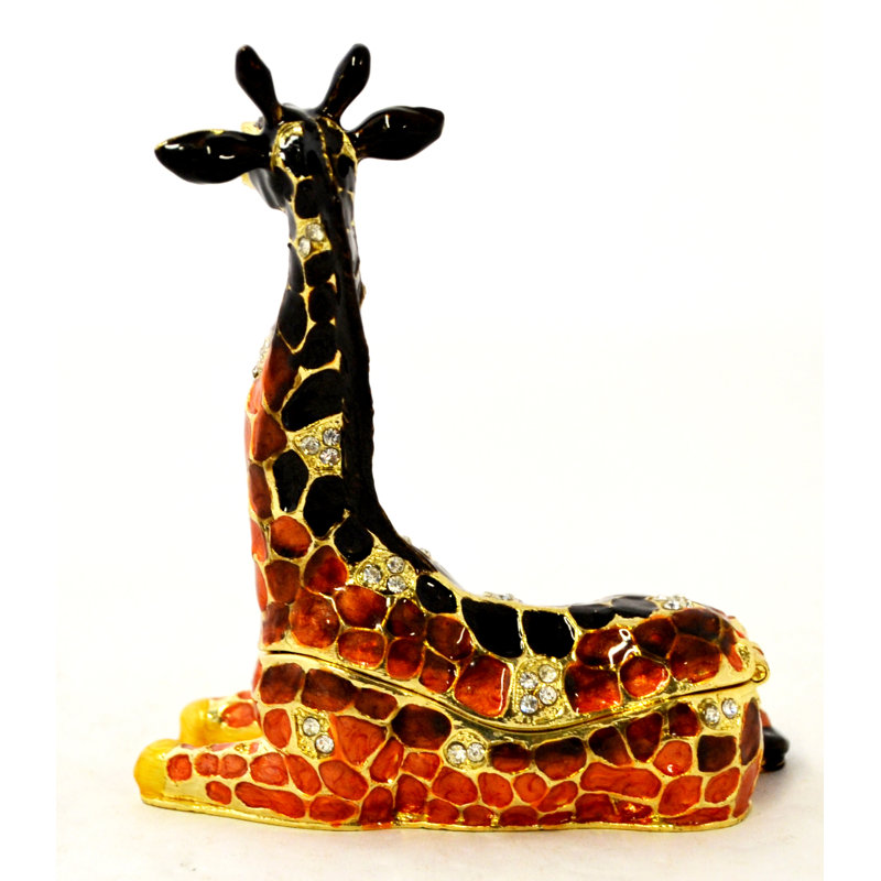 Sitting Giraffe Metal Jewelry Box +