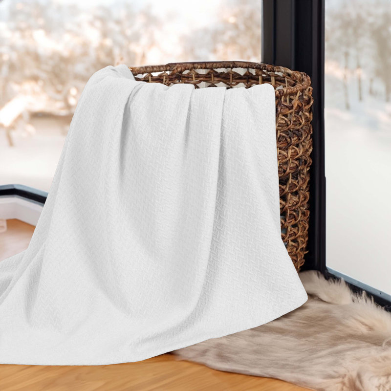 Jeté en jacquard texturé Nobel, Jeté, Blanc