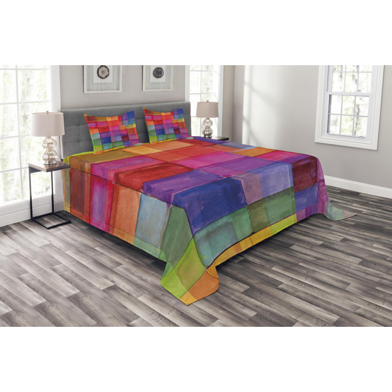Modern & Contemporary Geometric Shapes Coverlet, Queen Coverlet + 2 Shams