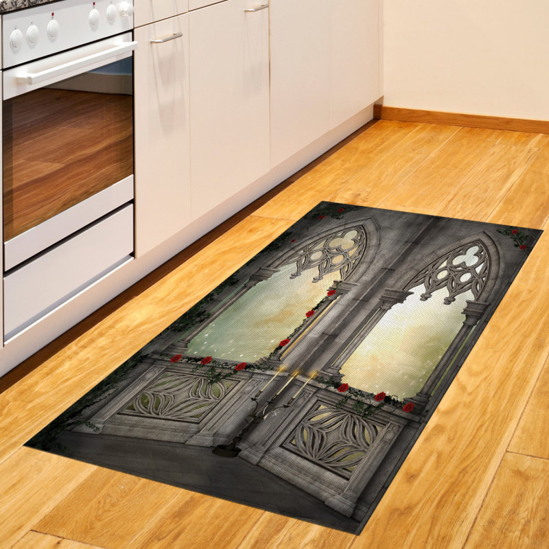 Tapis décoratif à longs fils en fibre de poly haute densité Gothic, Rectangle 2 pi 7 po x 5 pi
