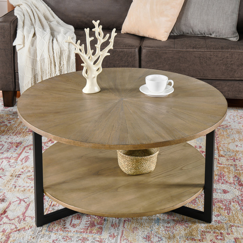 Nystrom Three Leg Coffee Table with Storage, Natural