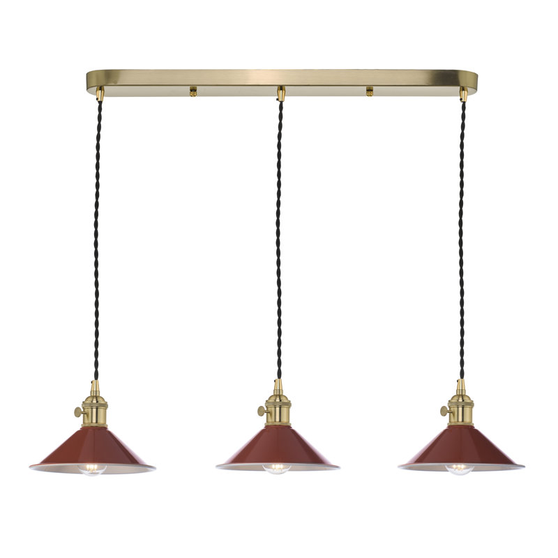 Hadano 3LT SUSPENSION WITH METAL SHDS, 234cm H x 58cm W x 58cm D, Natural Brass/Umber