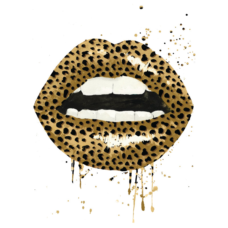 Rouge à lèvres Fashion Leopard - peinture sur toile tendue, H 18 po x l 12 po