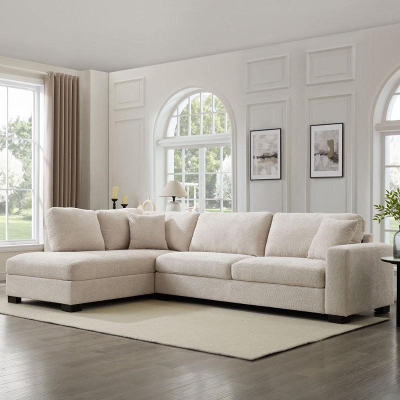 Tristan Corner Sofa, Beige Chenille, Left Hand Facing