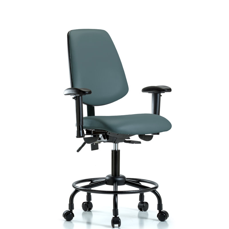 Amira Vinyl Drafting Chair, Casters, Colonial Blue, Included