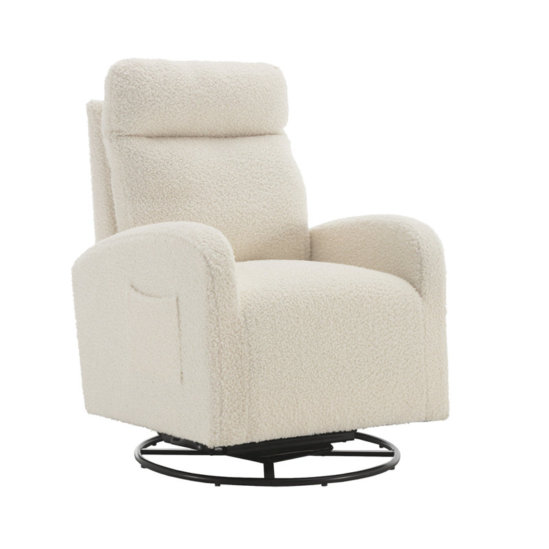 Ezella Upholstered Swivel Armchair, White Polyester