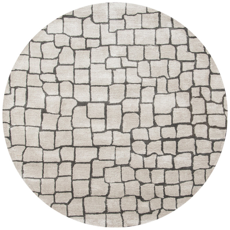 Soho Hand Tufted Wool Pile Geometric Rug, Round 6'