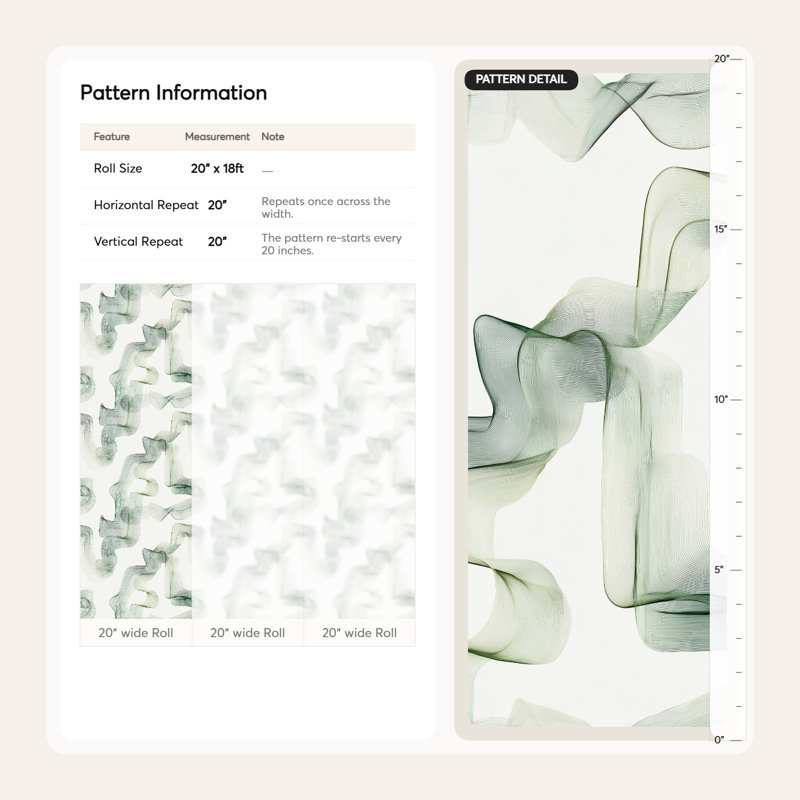 Papier peint abstrait ondulé Shades Of Green