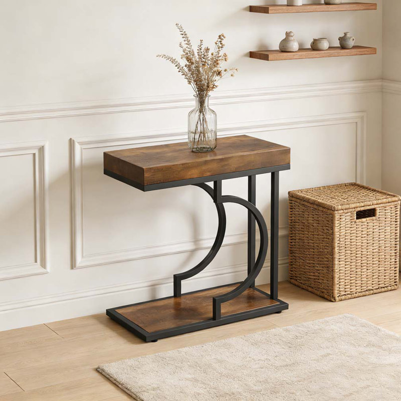 Table de chevet, table de bout, Noir et brun