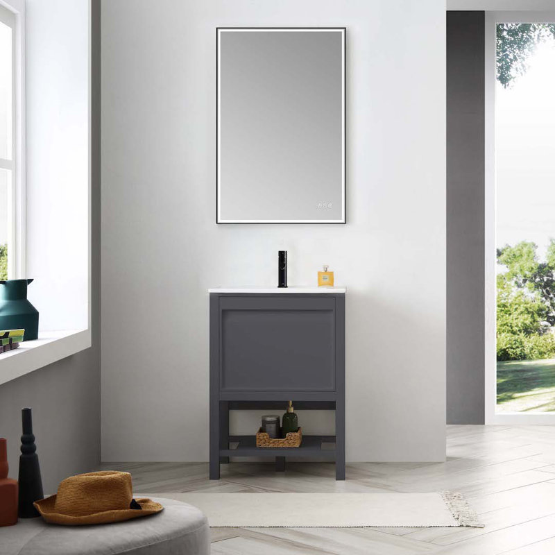 24'' Single Bathroom Vanity with Sink, Matte Grey