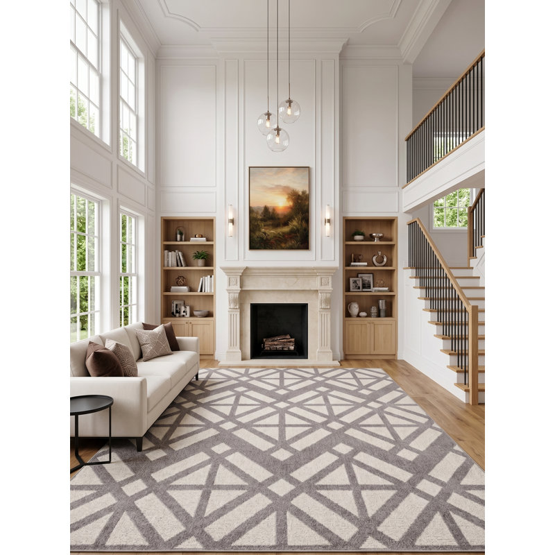 Urbano Geometric Area Rug in Gray, Rectangle 4' x 5'8"