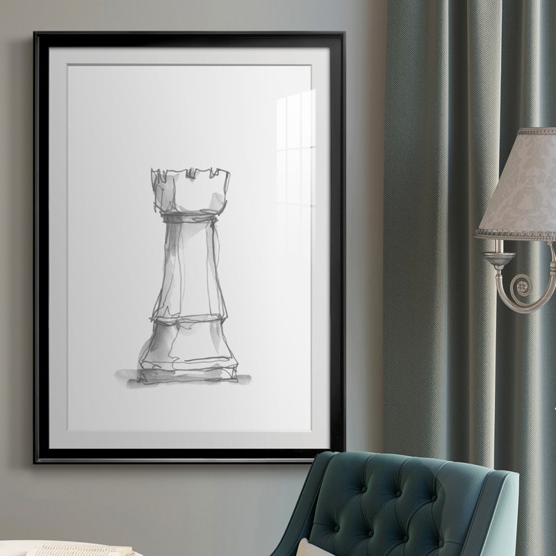 Chess Room Study V - reproduction de cadre photo, Noir, H 30,5 po x l 22,5 po x P 1 po