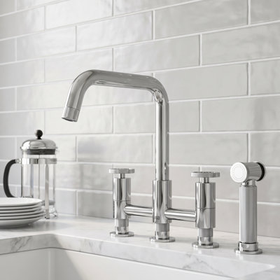 Cass 12" H 2-handle Bridge Kitchen Faucet with Side Sprayer