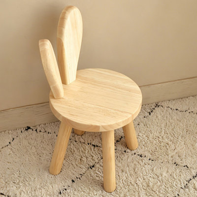 Solid Wood Rabbit Stool with Ear Backrest