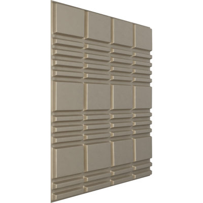 Panneau mural décoratif 3D empilé l 19 5/8 po x H 19 5/8 po, argent métallique métallisé (couvre 2,67 pieds carrés)
