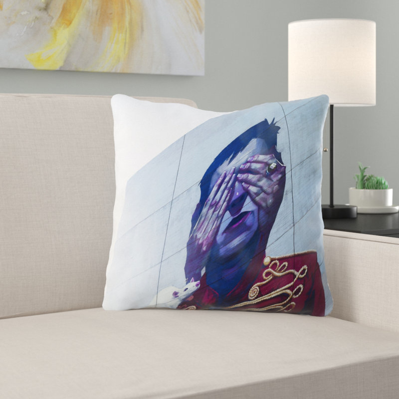 Coussin décoratif graffiti Arliss, Micro suède, Intérieur