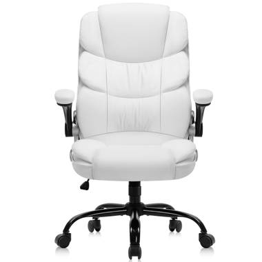 Maykoosh White High Back Executive Premium Faux Leather Office Chair with Back Support, Armrest and Lumbar Support