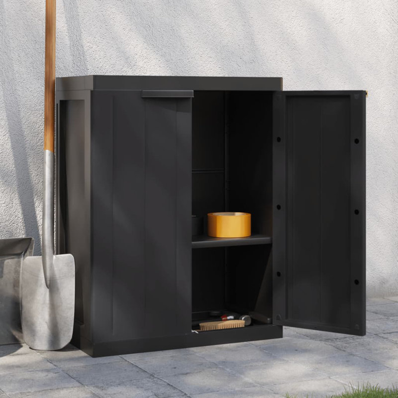 Plastic Single Storage Cabinet ( 85cm H x 65cm W x 37cm D), Black