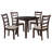 Baron 5pc Round Dining Table Set with 4 Chairs, 2 Drop Leaves, Brown