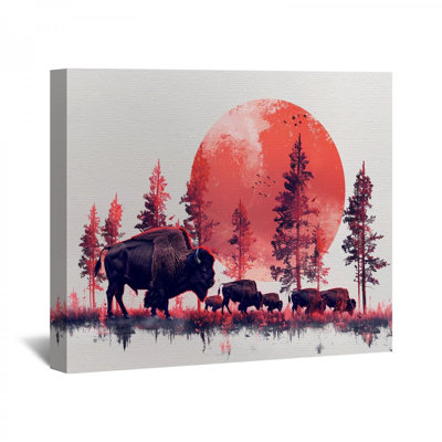 Bison Herd, reproduction d'art sur toile