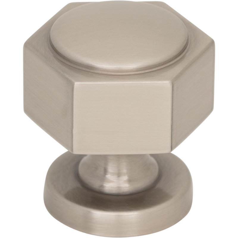 Stanmore 1 1/4" Length Geometric Knob, Satin Nickel