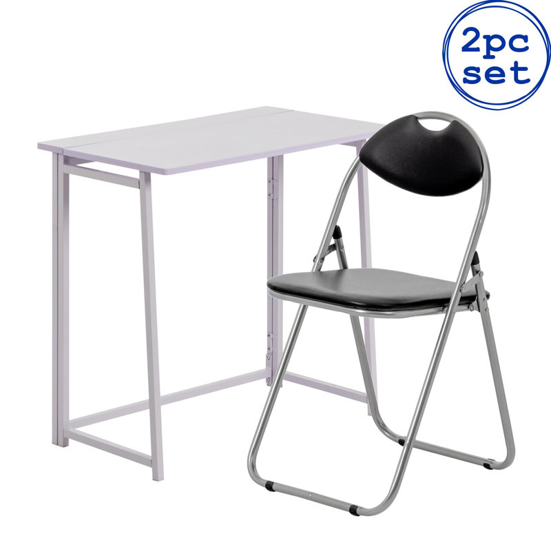Harbour Housewares - Deluxe Folding Wooden Desk & Chair, Lilac/Black