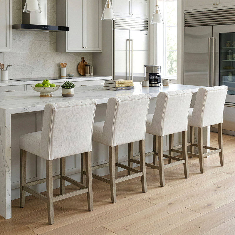 Tabouret de bar et de comptoir Reia, Tabouret de comptoir (siège d'une hauteur de 25,2, Naturel, Beige