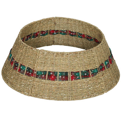 Collier de sapin de Noël rustique 28 po, base en rotin naturel