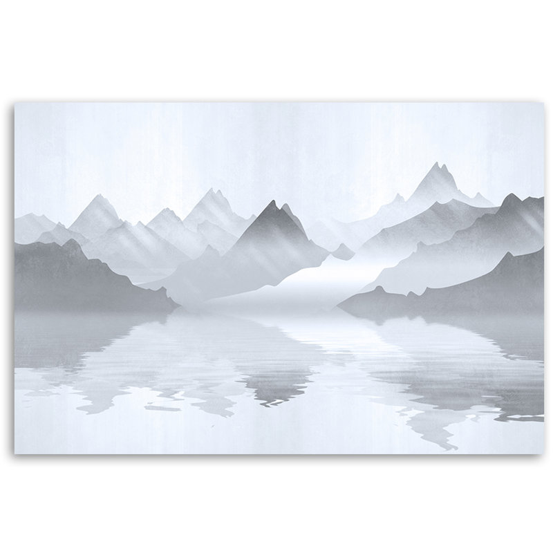 Mountains On A Lake - No Frame Print on Canvas